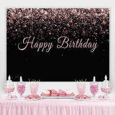 Lofaris Black and Rose Gold Birthday Backdrops for Photo
